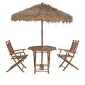 Ombrellone (Ø140H240) con 2 sedie pieghevoli in bambù