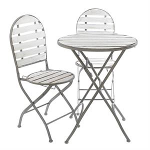 Set tavolo (Ø60H75) e 2 sedie in metallo e abete 