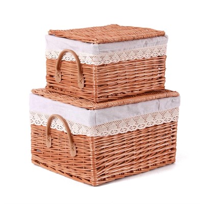 Baule in vimini bollito 40X33H26+32X25X21 in set di 2