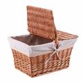 Cesto picnic rettangolare in vimini bollito foderato 40x30H23/40