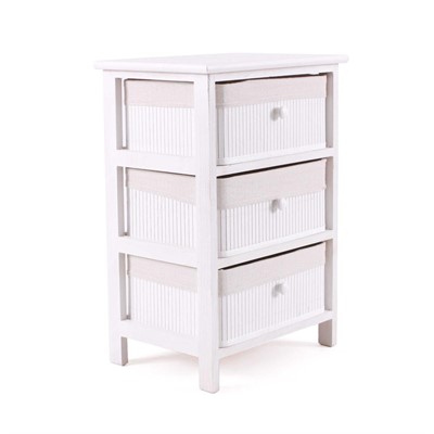 Cassettiera in abete e bambù bianca 40X29H58 