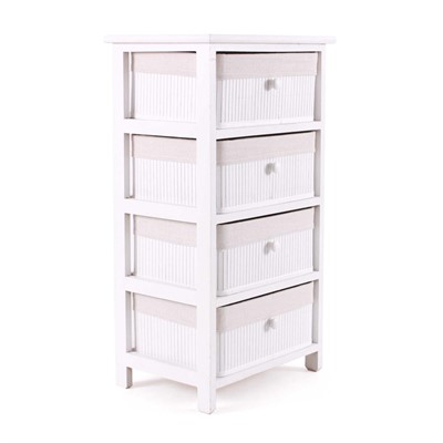 Cassettiera in abete e bambù bianca 40X29H73