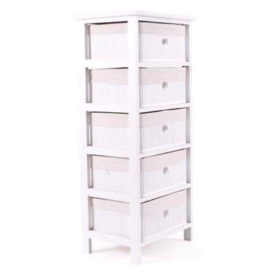 Cassettiera in abete e bambù bianca 40X29H90
