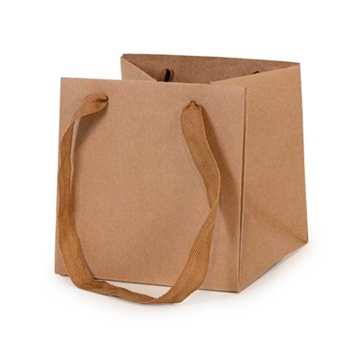 SHOPPER CARTA E PVC AVANA X FIORI 15X15H15 (10XCF) MADE IN ITALY