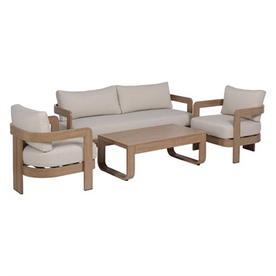 Salotto completo in alluminio effetto legno Tropea 