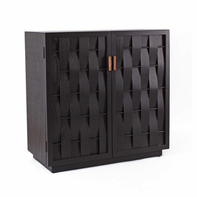 Credenza nera in legno di abete intrecciato Macao 80X38H80 
