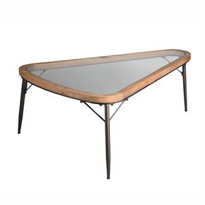 Tavolino triangolare in legno e metallo 117X83H45 