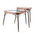 Tavolino triangolare in legno e ferro top vetro 83X73H65 in set di 2 