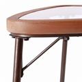 Tavolino triangolare in legno e ferro top vetro 83X73H65 in set di 2 