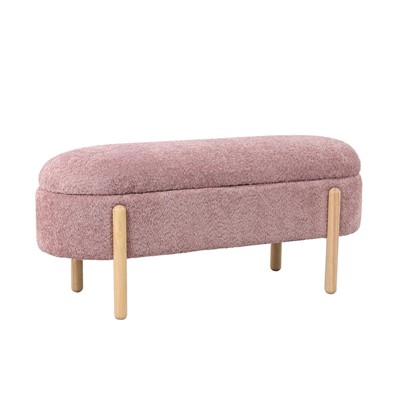 Panca baule effetto bouclé rosa Lara 108X41H48 
