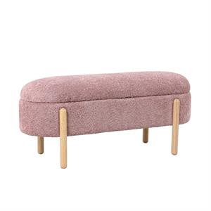 Panca baule effetto bouclé rosa Lara 108X41H48 