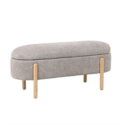 Panca baule effetto bouclé grigio Lara 108X41H48 