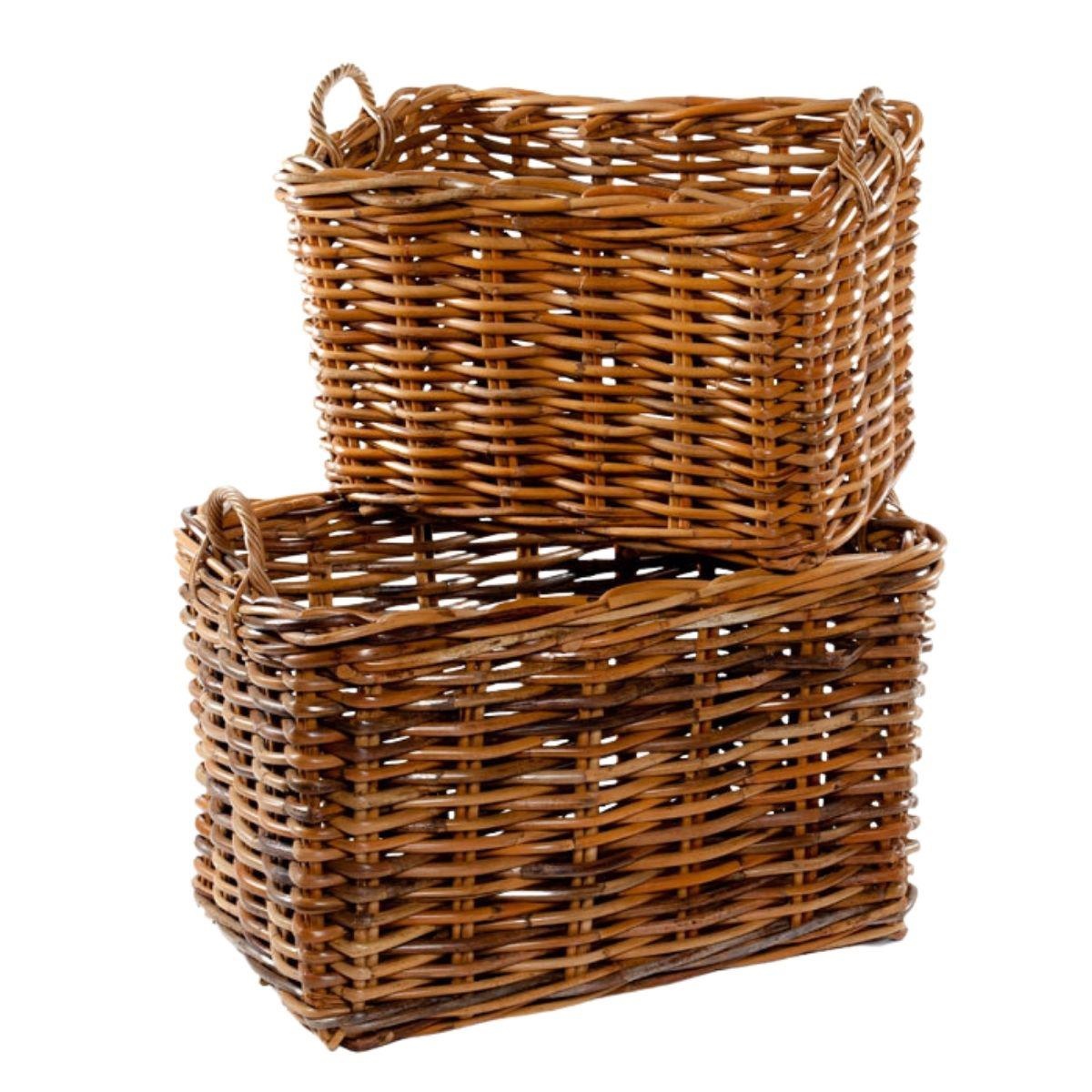 Stile rustico, set due ceste in giunco