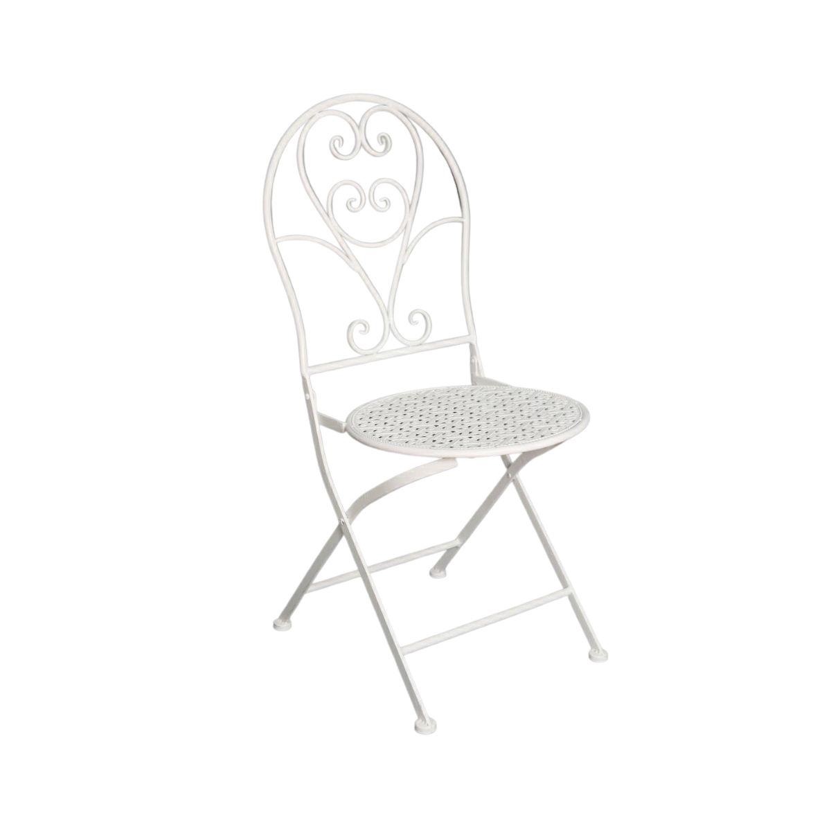 Arredo in ferro, sedia pieghevole in metallo bianco
