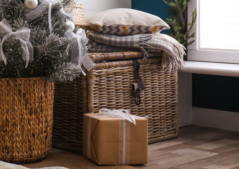 baule in fibre naturali - metti in ordine per le feste