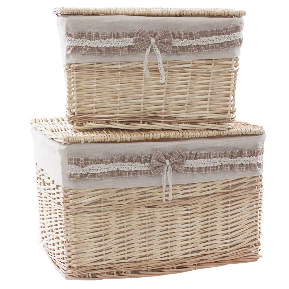 Baule in fibre naturali - baule in vimini sbiancato